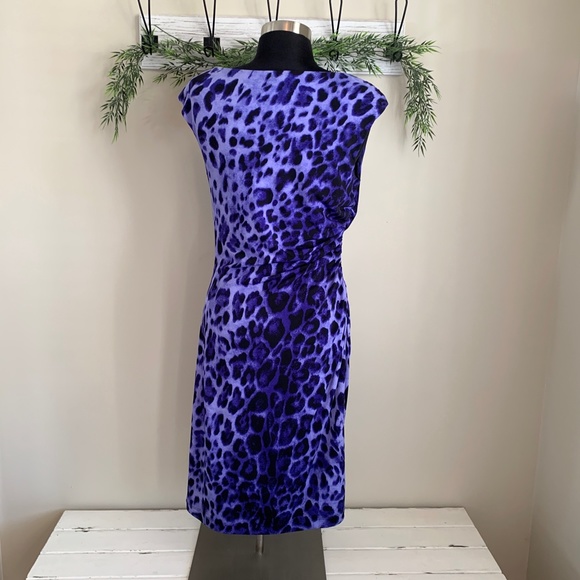 Ronni Nicole Blue Leopard Print Dress - Picture 4 of 12